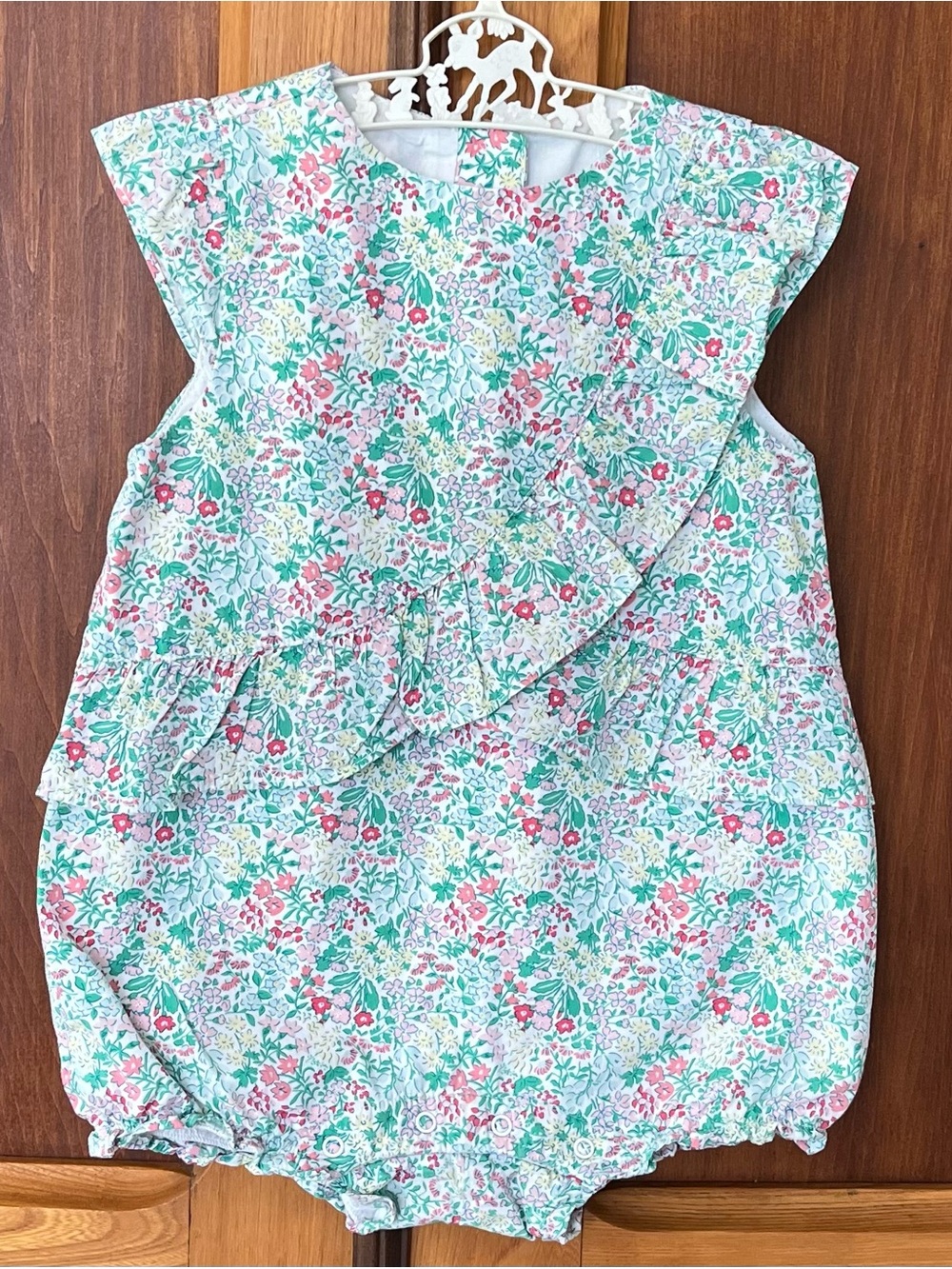 Janie and Jack girl pastel floral bubble romper ruffle 18-24M